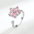 Romantic Flower Zircon Pink Diamond Light Luxury Niche High Designed Ring