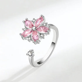 Romantic Flower Zircon Pink Diamond Light Luxury Niche High Designed Ring