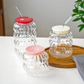 Waved Shape Design Ribbed Drinking Glass Iced Straw Tea Beer Boba Soda Can Tumbler Cup Coffee Cups with Lid and Straw