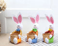 DIY Cute Bunny Basket Easter Eggs Candy Gift Rabbit Storage Bag Colorful Bamboo Basket for Easter Decor