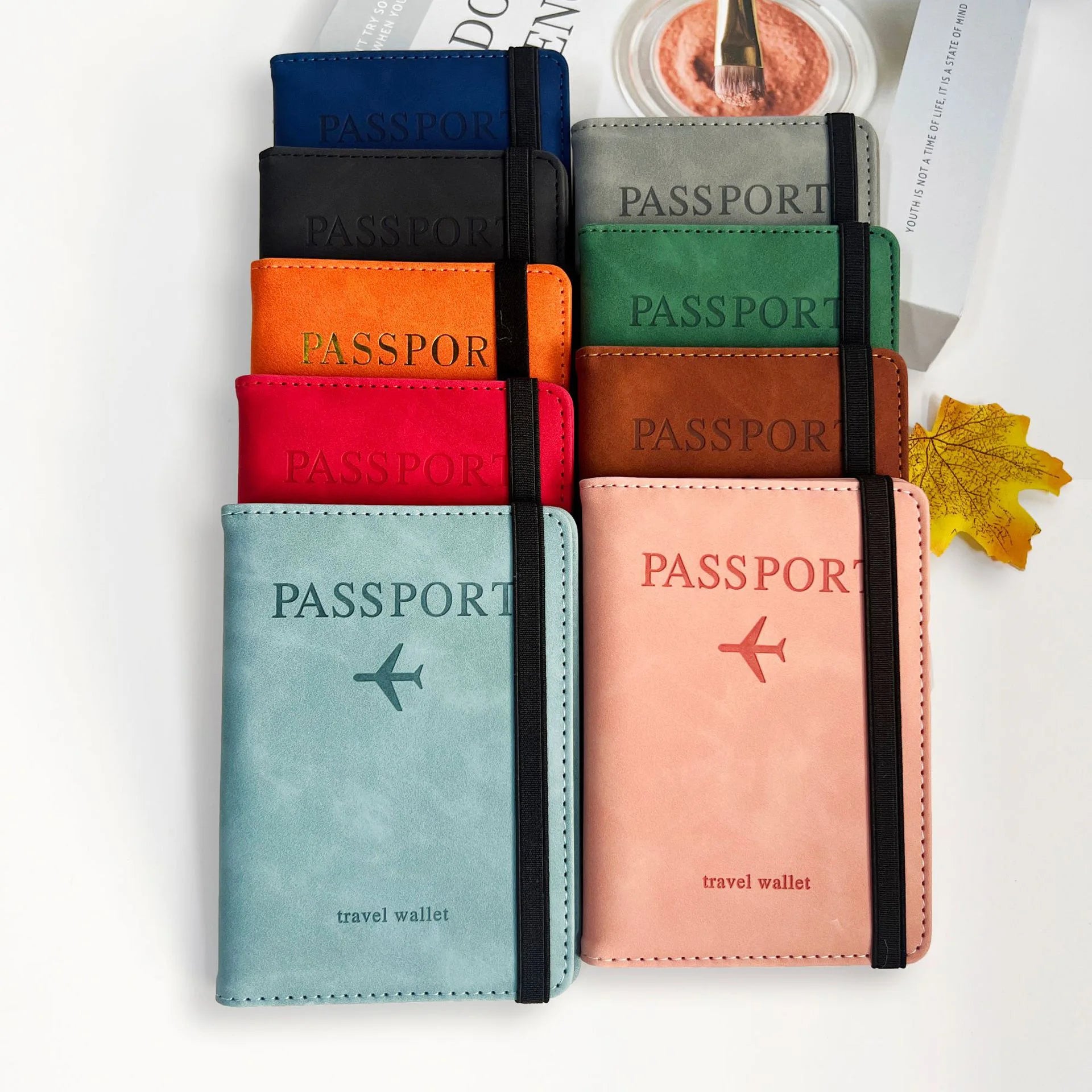 Portable Passport Holders Passport Wallet Sleeve PU Leather Passport Cover Functional Travel Wallet for Men & Women