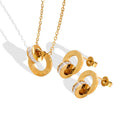 Simple Roman Numerals with Drill Lucky Pendant Necklace Earrings Set Ornaments for Women