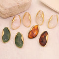 2025 New Arrival Maillard Earrings Retro Design Geometric Stainless Steel Resin Stud Earrings for Women Hypoallergenic Jewelry