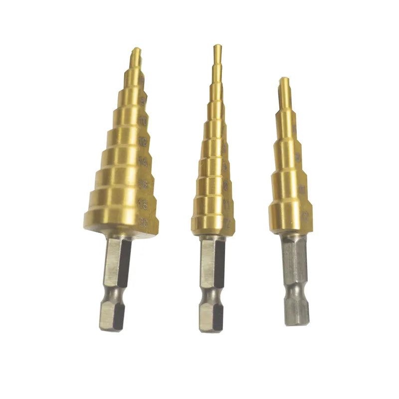 Yunbei 10 Sets of Five-edged Steel Chamfering Tool Woodworking Drill Punch Step Drill Gold Punch Pagoda Drill Titanium
