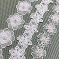 JFL092 Organza Embroidery White Double Lace Beaded Handmade Flowers Diy Dress Dress Decorative Cloth Applique