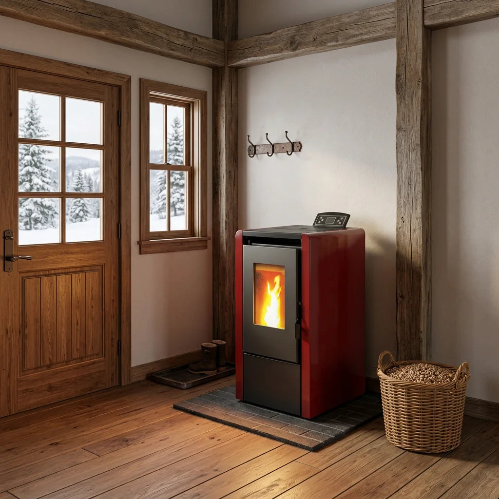 KM0602A Modern European Freestanding Indoor Smokeless Automatic Feeding Wifi Biomass Pellet Stove Stufa Pellet for Home Heating