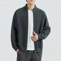 Custom Logo Zipper Cardigan Sweater Jacket Knitted Thick Stand Collar Men Casual Knit Jacket