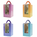 Gradient Colors Mix One Hole Cupcake Packaging Paper Box With Handle Party Favour Boxes for Kid' Birthday Cupcake Cookie Carrier