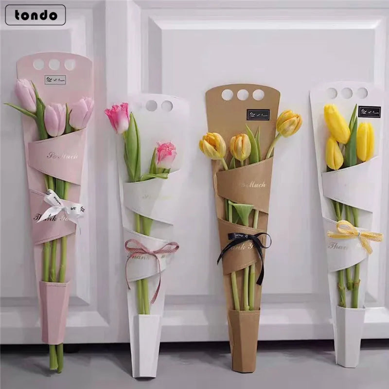 Tondo Waterproof Single  Rose Flower Wrapping Bag Handmade Rose  Carrier Bag  Bouquet Holder