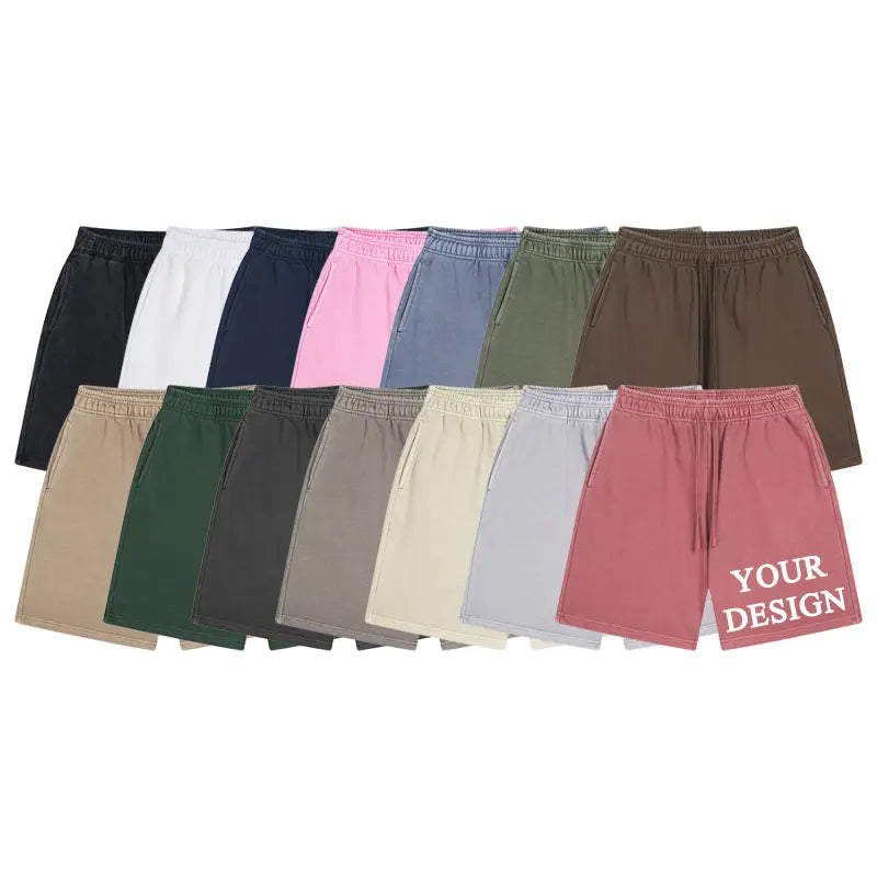 OEM Custom Embroidery logo Running 100%cotton Sports  Rawed Edge Fitness Workout Jogger Sweat Shorts for Men