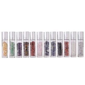 10ml Clear Pink Glass Roller Perfume Bottle Stone Cap Eye Drop Use MOQ 100pcs