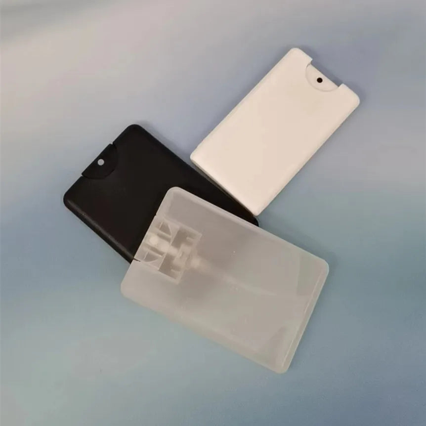 Factory Wholesale 20ml Transparent Frosted Black White clear  Plastic Perfume Bottle Credit Card Chip Spray Pump Bottle