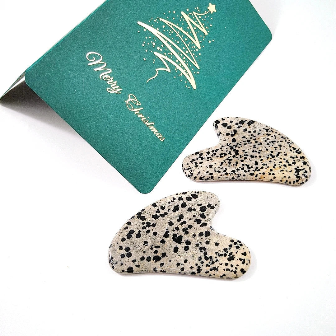 DIY Stone Massage Heart Dalmatian Jasper Green Facial Gua Sha for Face