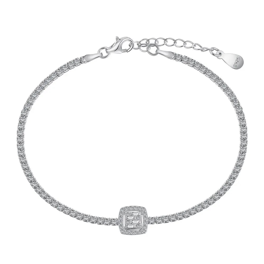 Dylam Hip Hop Iced Out Bracelet Rectangle Cz Cubic Zirconia Square Shape Bracelet Women Diamond Bracelet Cuban Chain Link