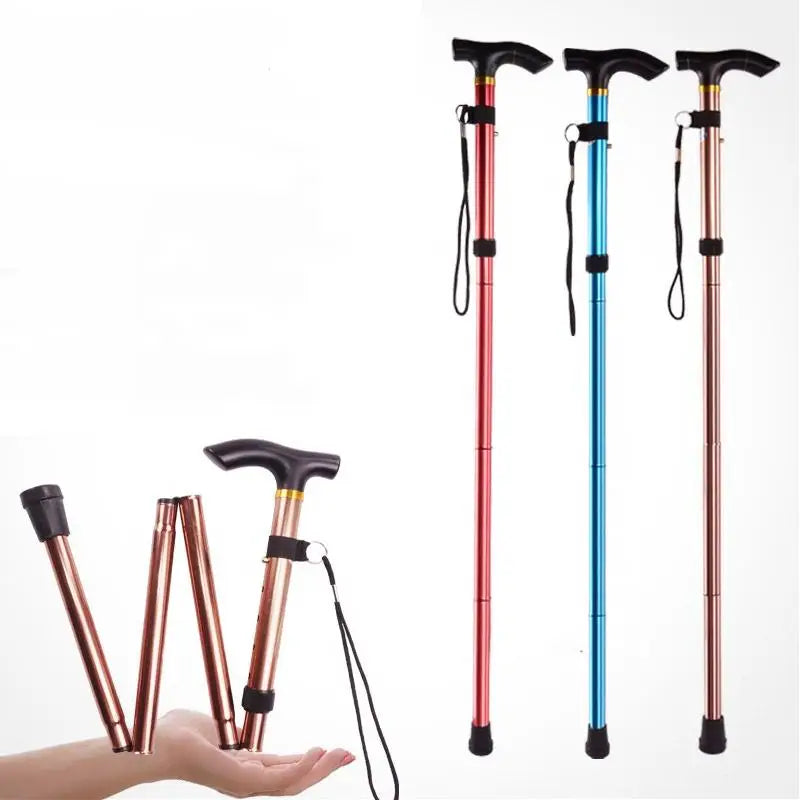 KSY Portable Foldable Cane Outdoor Mountain Climbing Aluminum Alloy Walking Stick