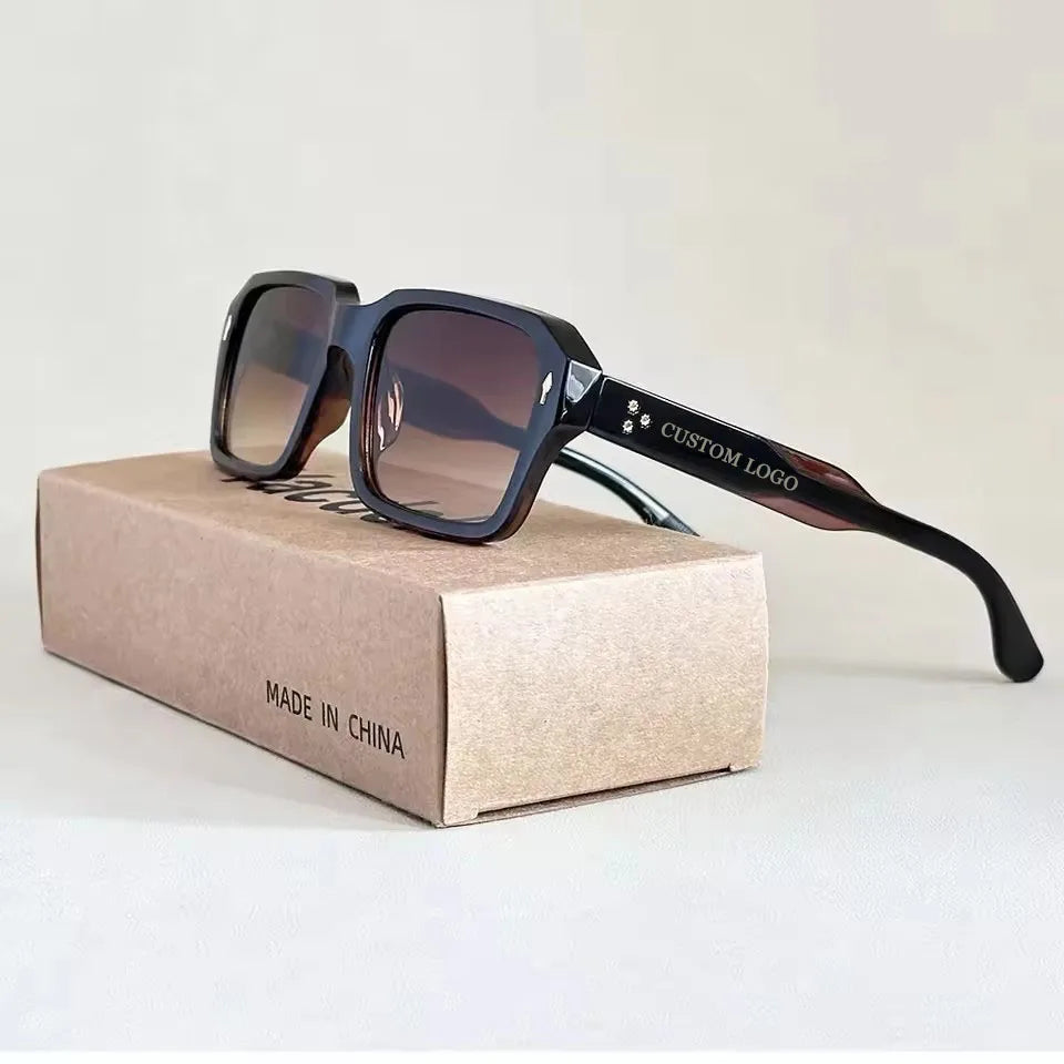New Trendy Square Red Sunglasses Women Brand Designer Rivets Shades Eyewear Men Rectangle Sun Glasses Female UV400 Oculos De Sol