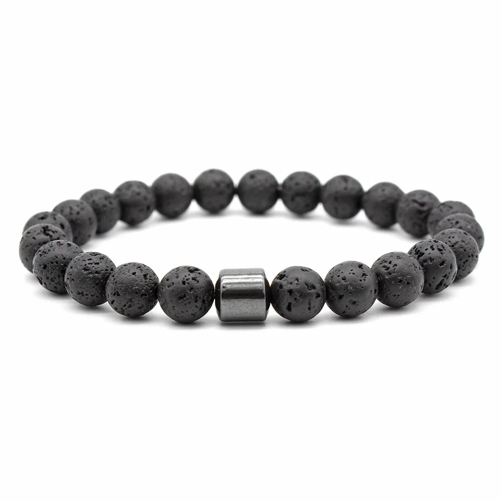 Hot Sale Simple Stone Beads Health Lava Bracelet Frosted Stone Tiger Eye Stone Magnetic Bracelet Male