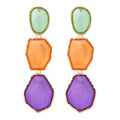 KAIMEI 2025 New Arrival Fashion Jewelry Luxury Irregular Geometric Colored Resin Earrings Geometric Purple Resin Gold Earrings