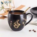 Guangzhou 340ml Western Gold Design Ceramic Marble Mugs Elegant Cup Collection Ceramic Glaze Gold Drinkware