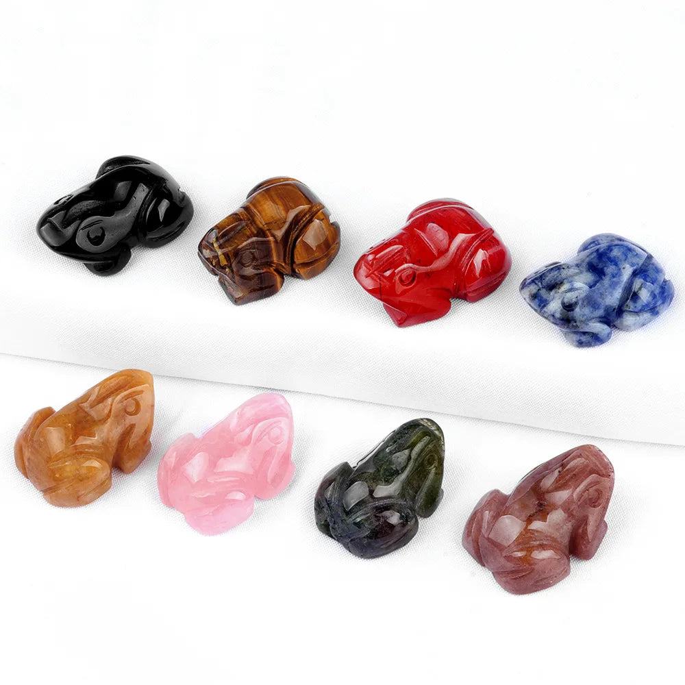Wholesale 1 Inch Carved Frog Natural Crystal Agate Stone Mini Animal Crafts Ornaments Healing Stone Other Crystal Crafts