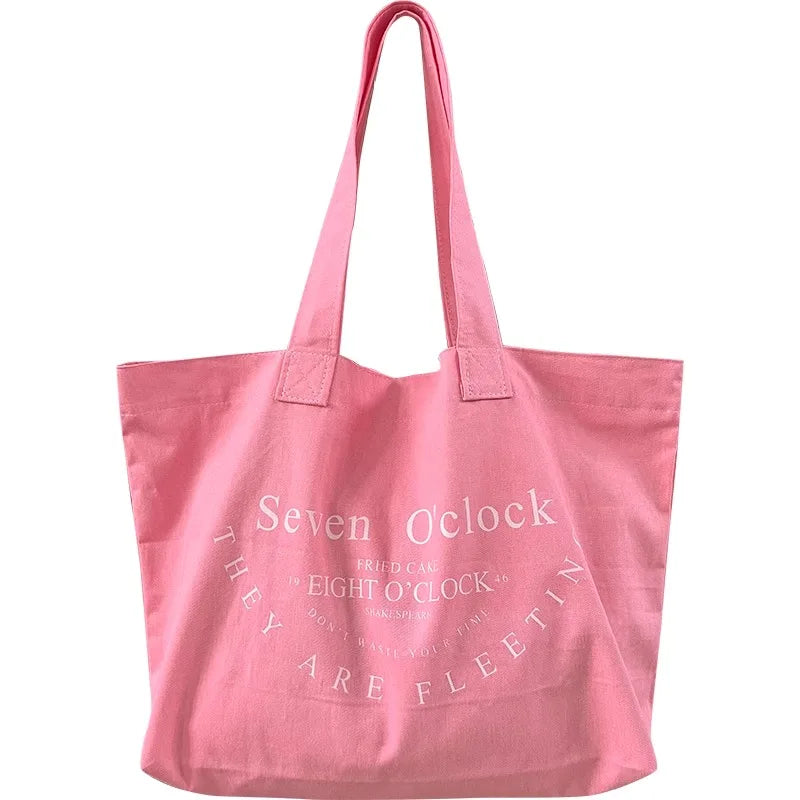 Custom Large Capacity Canvas Cotton Sporty Promotional Handled Bag Eco-Friendly Silk Screen Printed for Letter Logo Medium Boat