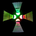 4pcs/Set Colorful Green/Red LED Nylon High-pressure Foaming Cork Core Badminton Shuttlecocks Night Play Sports