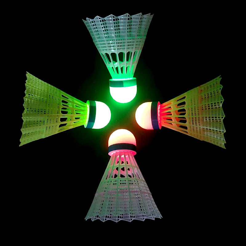 4pcs/Set Colorful Green/Red LED Nylon High-pressure Foaming Cork Core Badminton Shuttlecocks Night Play Sports