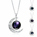 Twelve Attributes Gemstone Necklace Moon Pendant Necklace for Women Girls