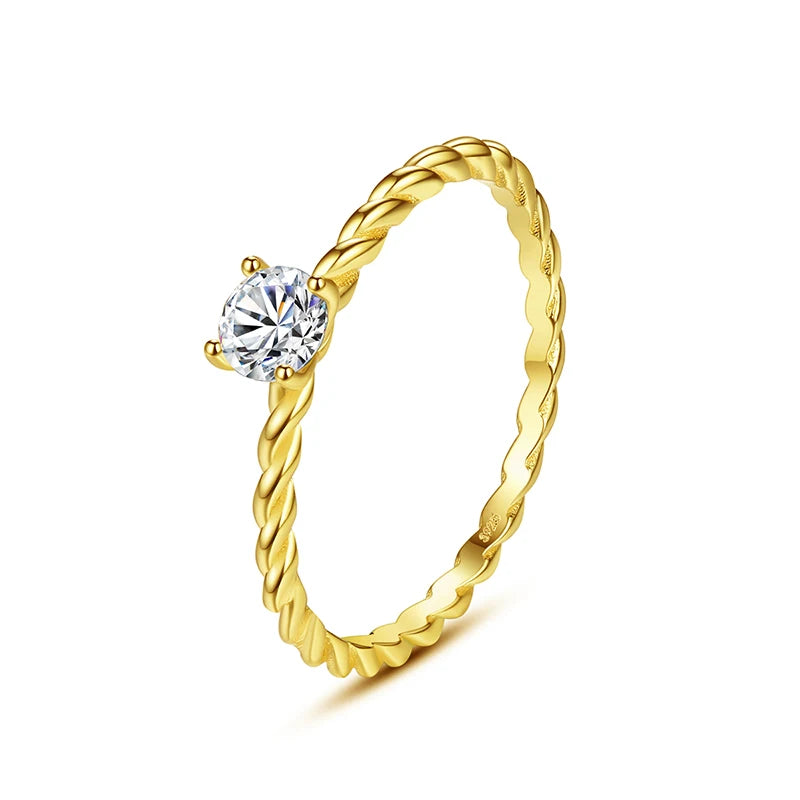 CZCITY Iced Out One Carat Cubic Wedding Rings for Women Classic Six Claw CZ Inlaid Women Ring