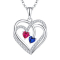 Valentine'S Day Women Gift Love Blue Red Stone Heart Pendant 925 Sterling Silver Custom Heart Diamond Necklace