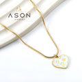 Ason Classic Fashion Jewelry Design Polished 18K Gold Plated Stainless Steel Charm Chain Shell Heart Pendant Necklace for Women