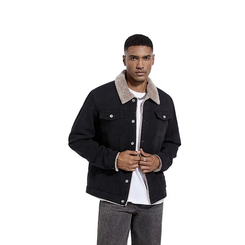 Men's Denim Jacket Autumn/winter Jacket Men's Velvet Warm Casual Workwear Fashion Trend