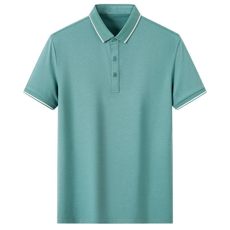 High Men's Silk Short-Sleeved for  Shirts Solid Graphic Knitted Woven Blanks Custom Logo Embroidered Embossed