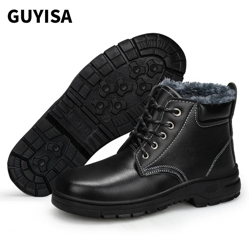 For GUYISA Anti-Puncture Iron Toe Safety Boots Anti-Slip Work Boots for Fall/Winter/Spring/Summer Factory Workshop Work China