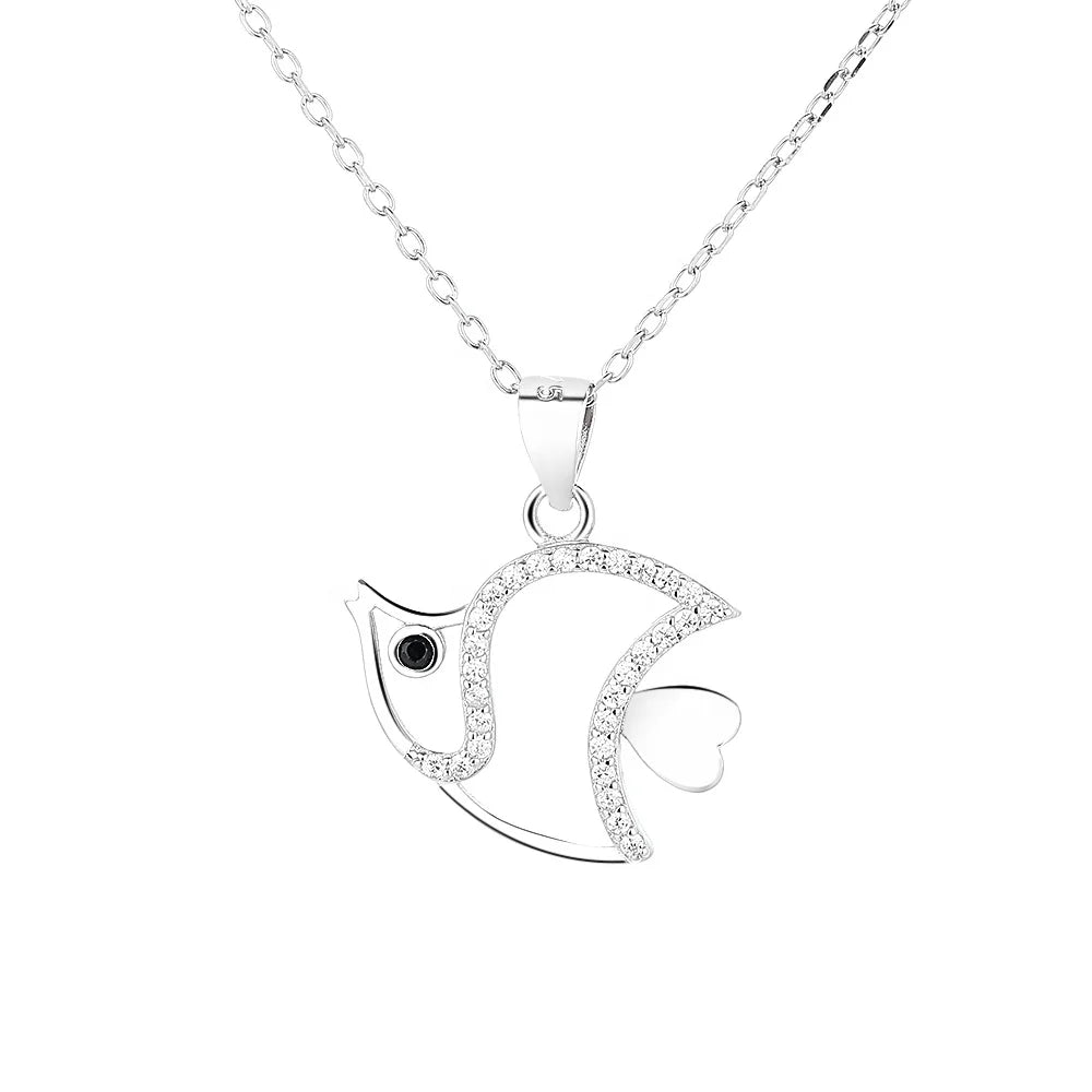 Hot Sell 925 Sterling Silver Marine Fish Pendant Necklace Sea World