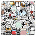54Pcs Cartoon Chef Kitchen Graffiti Stickers for Kids Wall Book Decor Baking Cooking Sticker