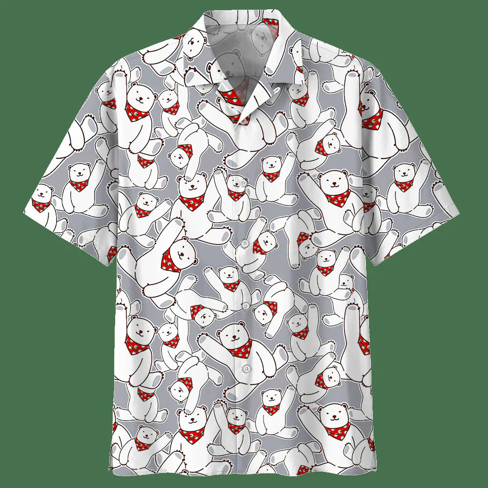 Hot Sells Custom 3D Printing Polar Bear Button up Shirt Summer Button up Shirt Women Men Unisex Quick Dry Hawaiian Men's Shirts