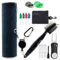 Klear Eco-Friendly Plastic Golf Essentials Kit with Golf Towel Cleaning Brush Ball Alignment & Divot Repair Tool