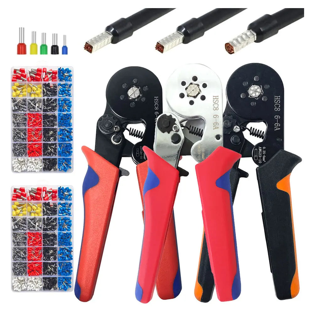 Cold-pressed Mini Ferrule Cord End Crimp Brass Crimper HSC8 6-4A VE Tubular Terminal Crimping Tools Pliers