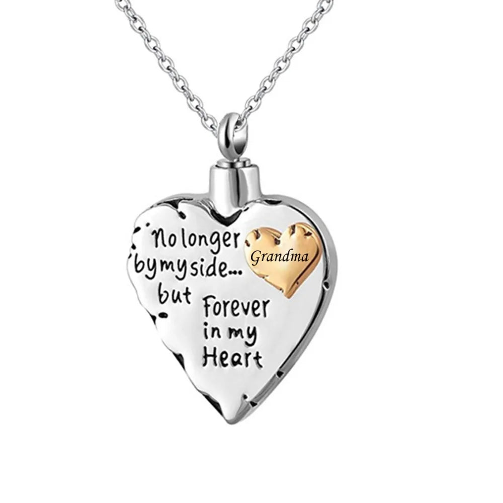 No Longer by My Side but Forever in My Heart Cremation Ashes Jewelry Pendant Necklace Keepsake Locket Cremation Urn Ash Funeral