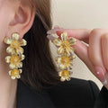Wholesale New Design Creative Ladies Women Brass Simple Vintage Gold Plated Flower Earrings