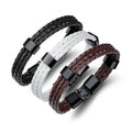 Hot Selling Simple Retro 3-Layer Multi-Color Leather Cuff Bracelet Men's Fashion Jewelry  Gifts for Men Women