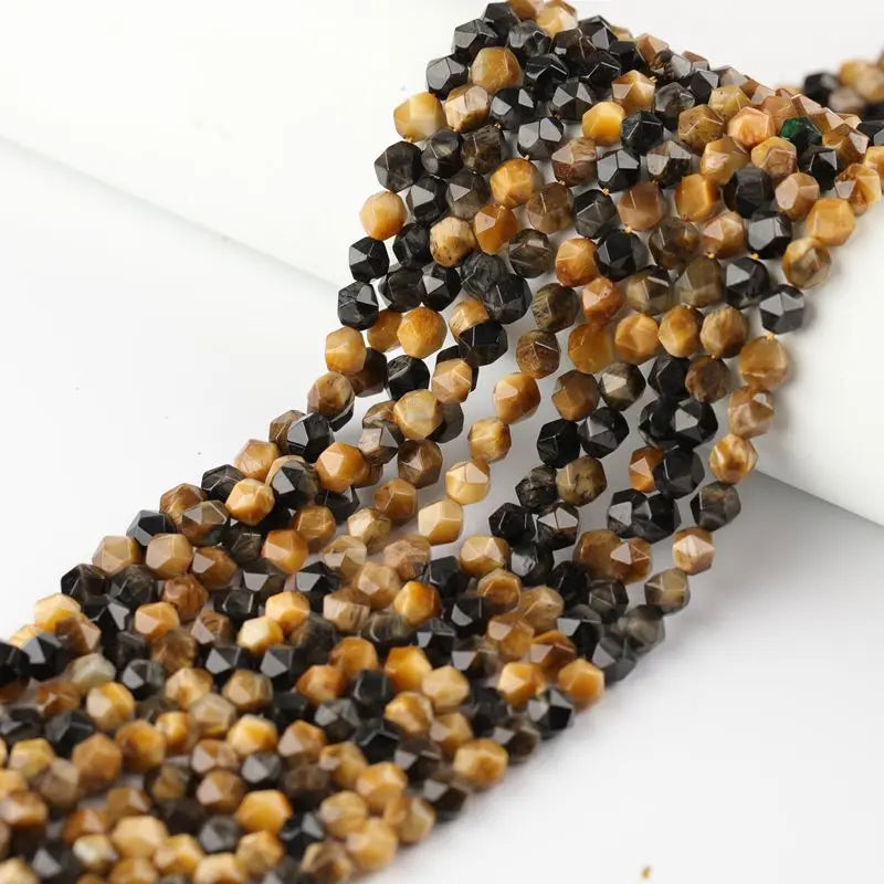 Hui Rui Wholesale Diamond 8mm Faceted Gemstone Beads Round Cutting Natural tiger eye Stone Beads For Jewelry Making
