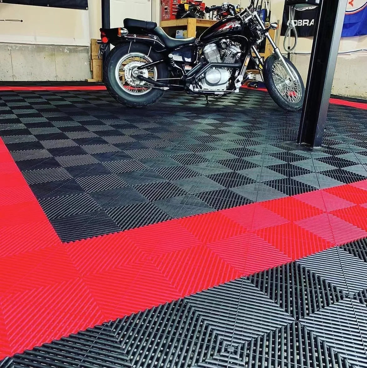 Best Selling Interlocking Garage Flooring Tiles Drainable Indoor Rubber Floor Mat Click Installation Graphic Design Solution