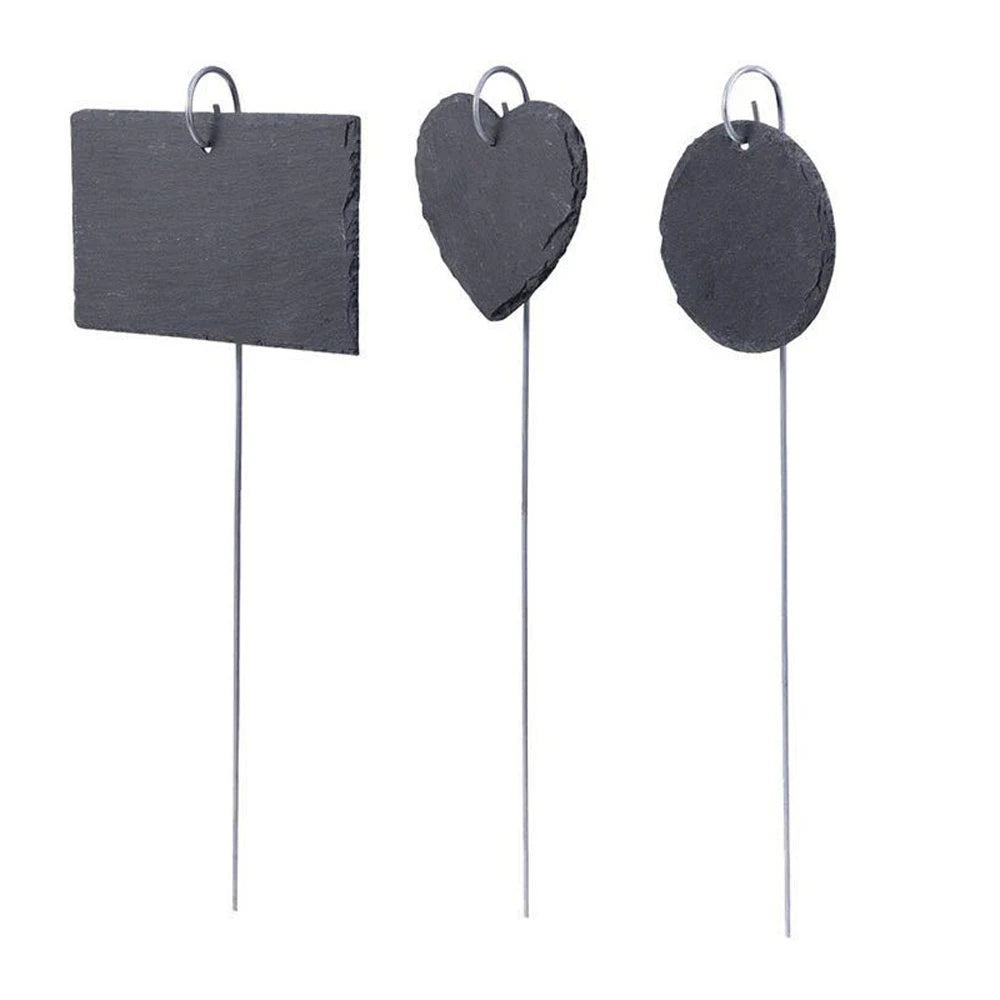 Wholesale Custom Natural Blank Black Slate Plant Label Tag Rectangle with Stainless Steel Metal Rod for Garden Decoration