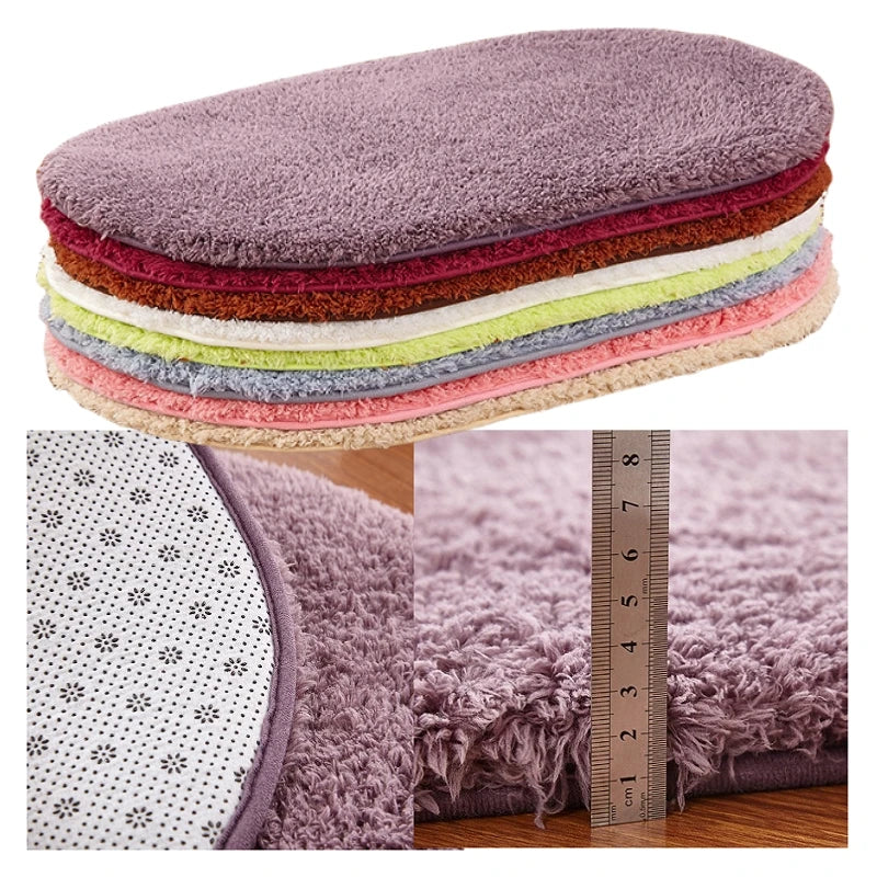 90cm Soft Plush Oval Rug Mat Fluffy White Carpets Living Room Home Decor Bedroom Kid Room Decoration Salon Thick Pile Rug Mat