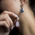 Huitan Water Drop Big Zircon Stone Silver Color Fashion Earrings Sparkly Rhinestone Crystal Tear Drop Earrings for Women