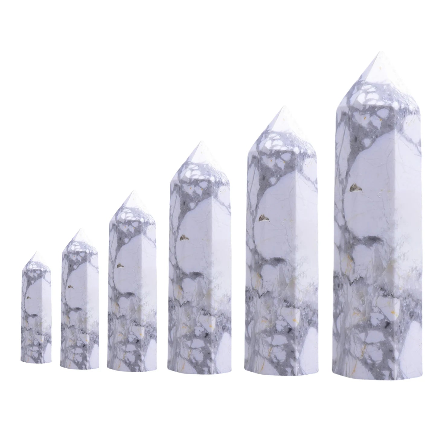 Multi-Sized Howlite Natural Stone Hexagonal Pillar Decoration Witchcraft Office Ornament Tower Stone Crafts DIY Accessory Gift