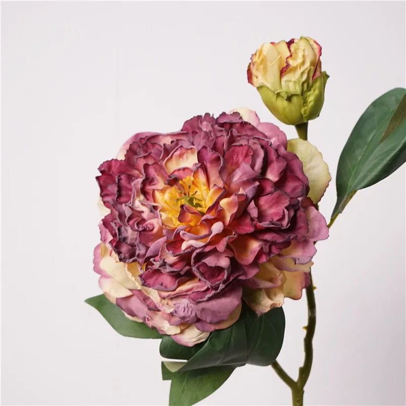 Qq312 Good Quality Wholesale Artificial Silk Peony Flower With Bud Single Branch Wedding Decoration Silk Flower Home Decoration