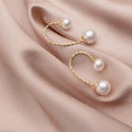 Customizable 925 Sterling Silver Minimalist Pearl Line Stud Earrings Trendy Fashion Accessories for Ladies' Wedding and Party
